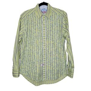Robert Graham Green/Blue Button-Up Shirt w/Embroidered Front Sz M